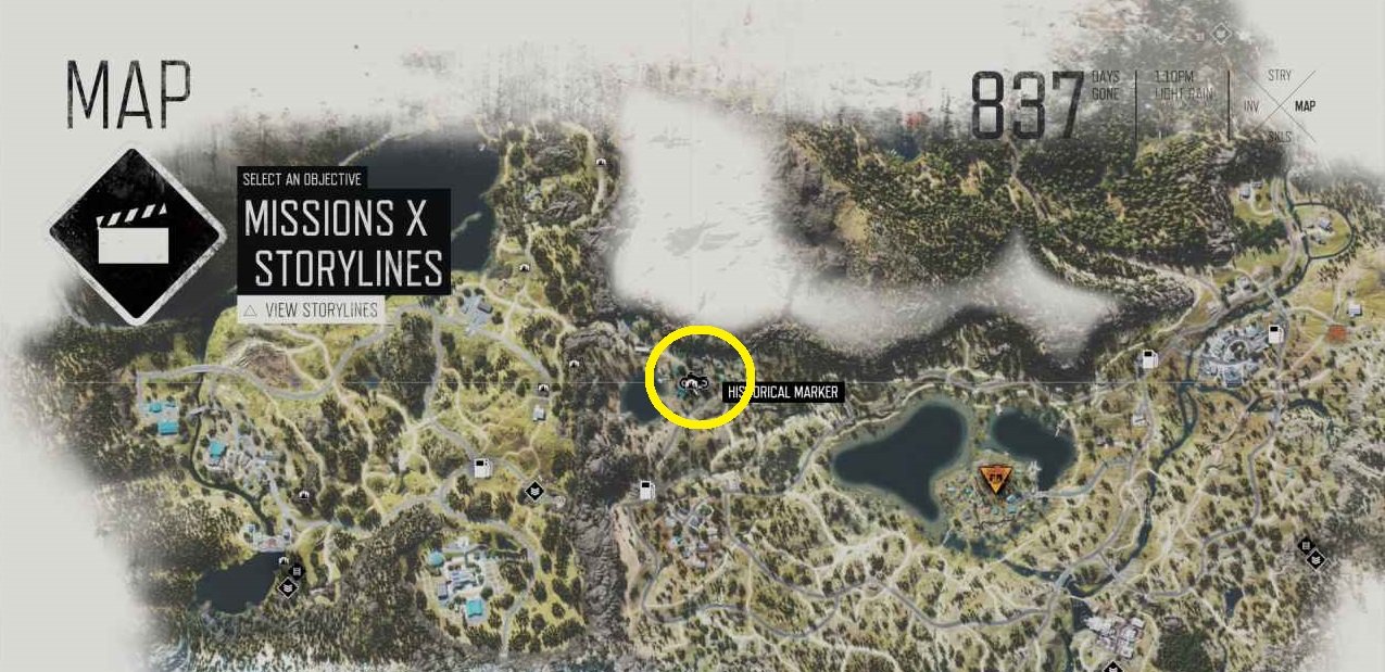 Days Gone Historical Marker Locations