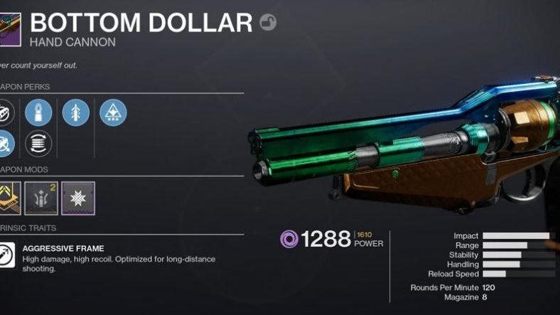 Destiny 2 Season of the Chosen Bottom Dollar Weapon Guide