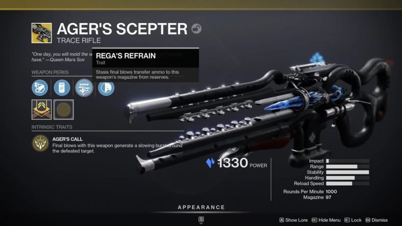 Ager’s Scepter Exotic Trace Rifle Destiny 2