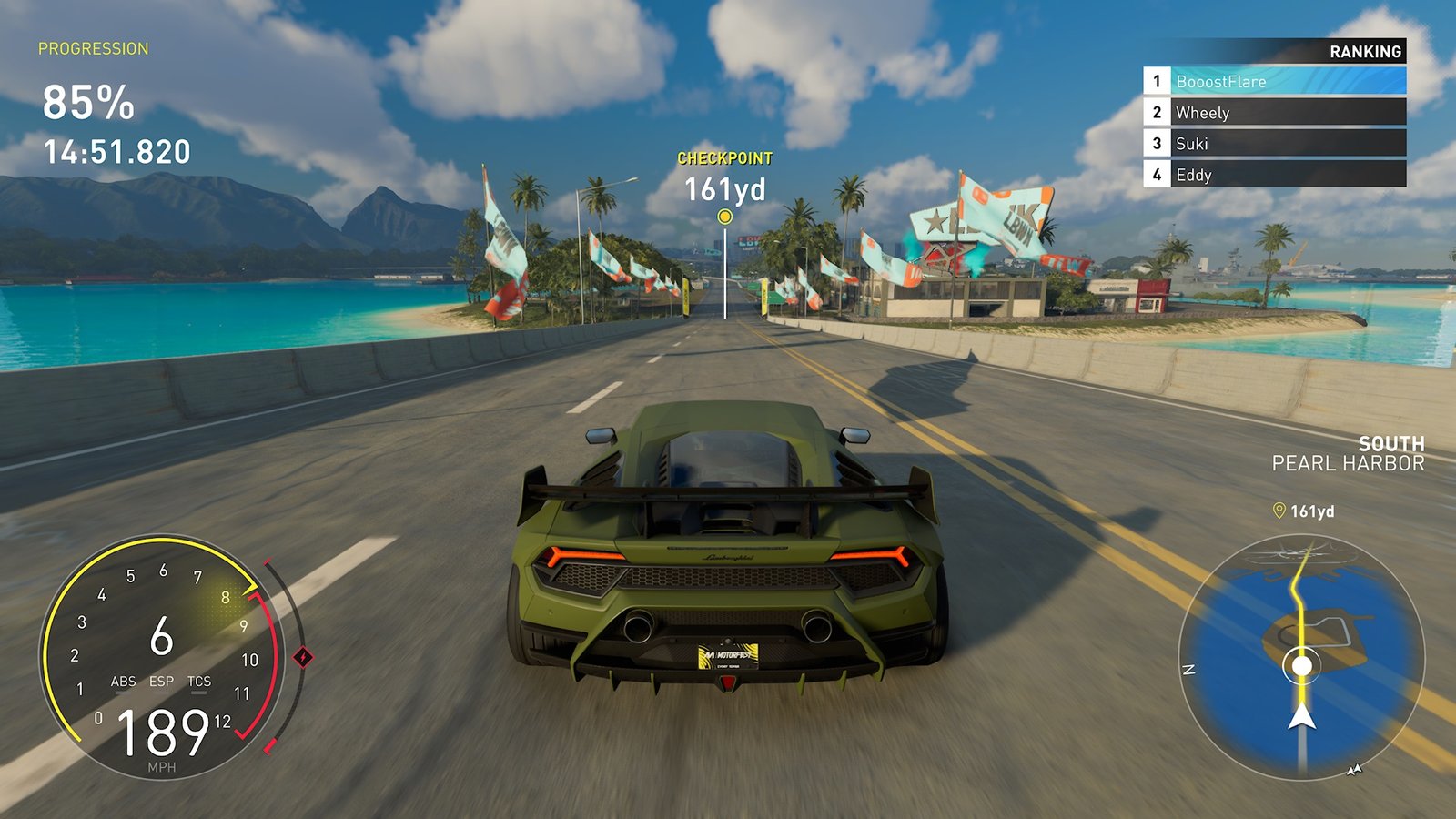 Lamborghini Huracan driving on a road in The Crew Motorfest