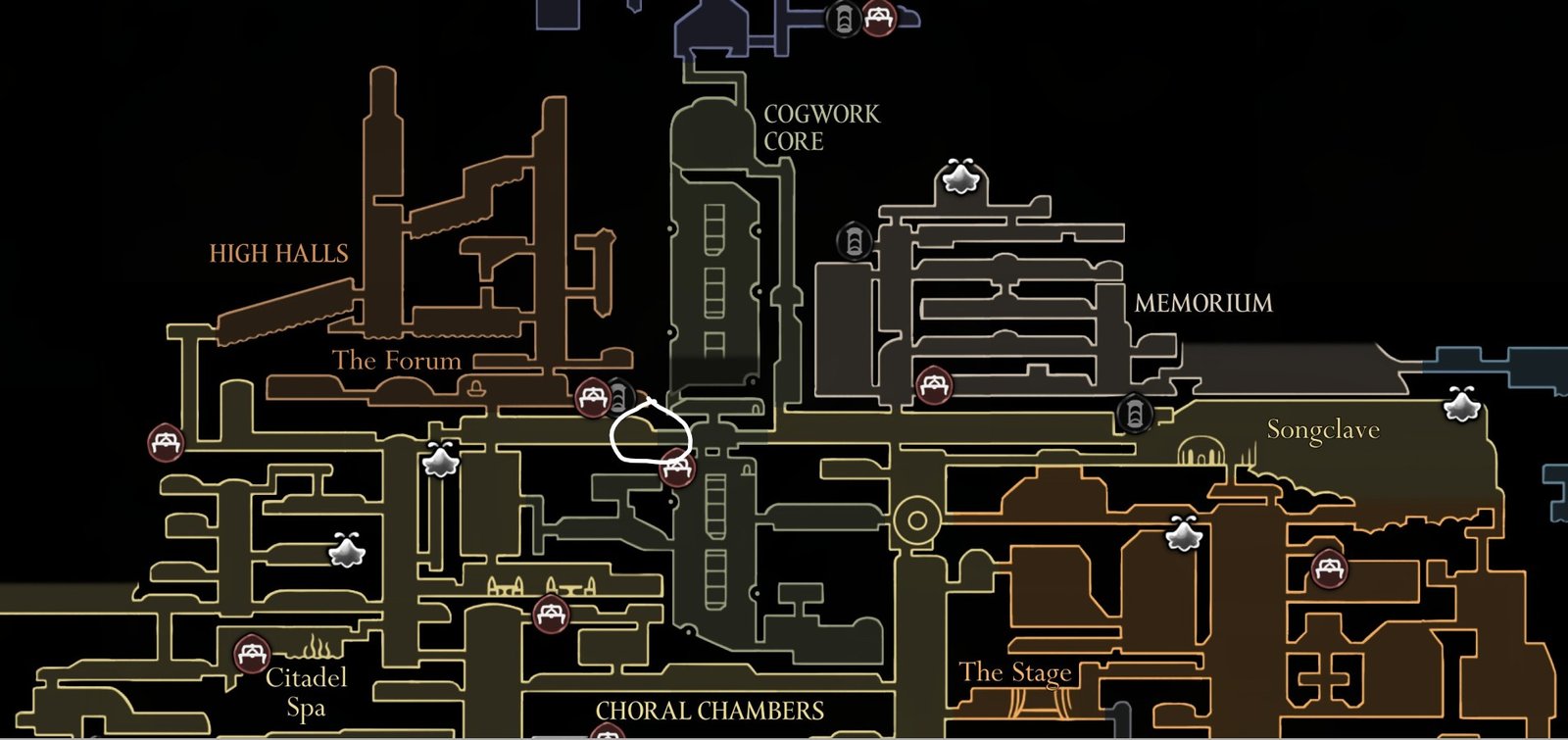 Hollow Knight: Silksong Cogwork Core Map Guide