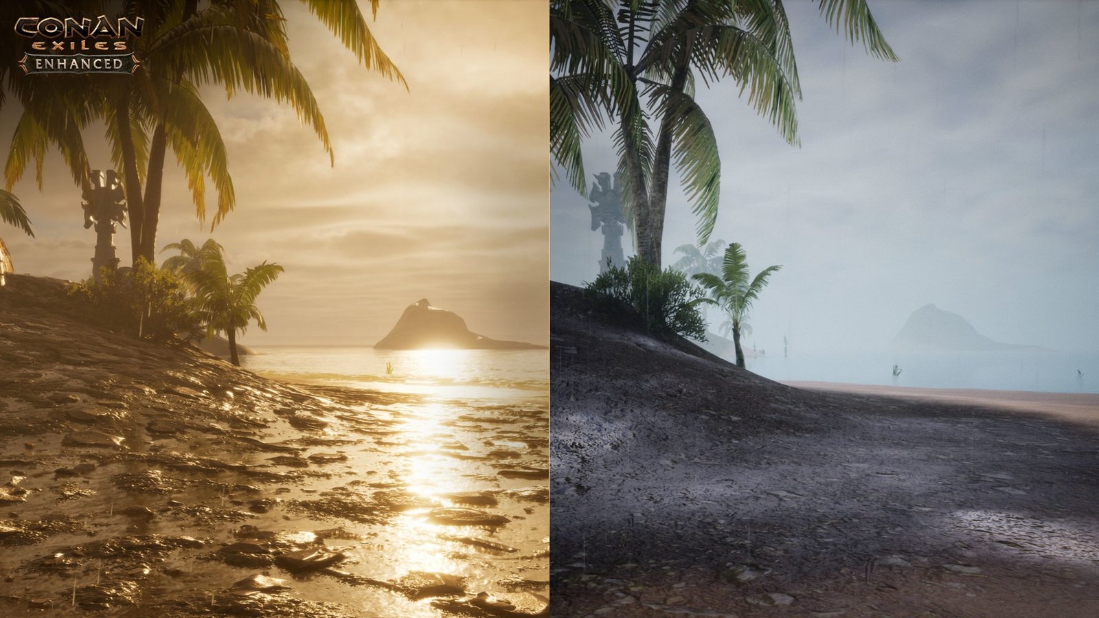 Side-by-side comparison between Conan Exiles Enhanced and base version