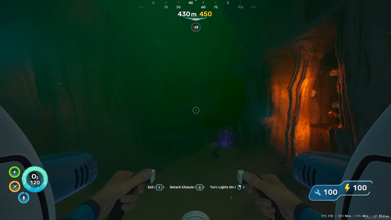 Trench with orange glow on one side