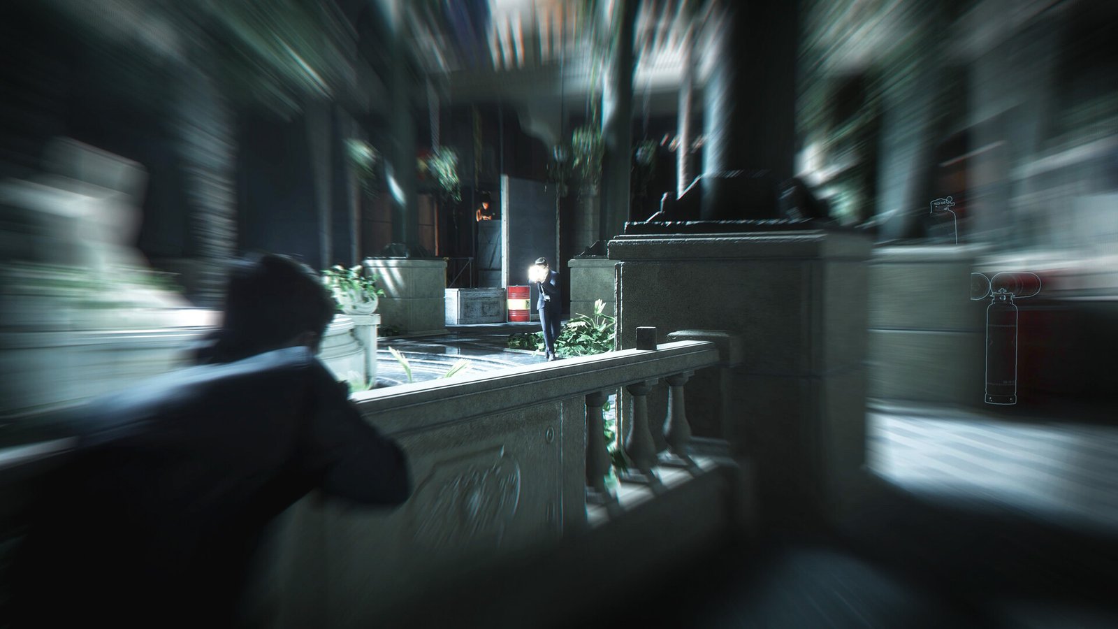 James Bond engaged in gunfight with an enemy