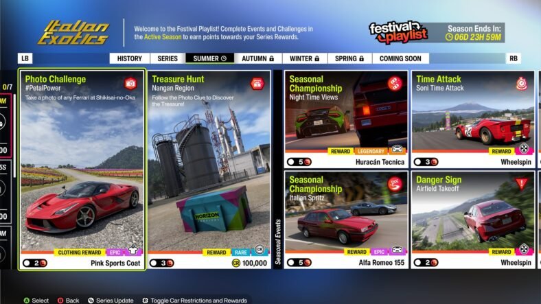 Forza Horizon 6 Nangan Region Treasure Hunt Italian Exotics