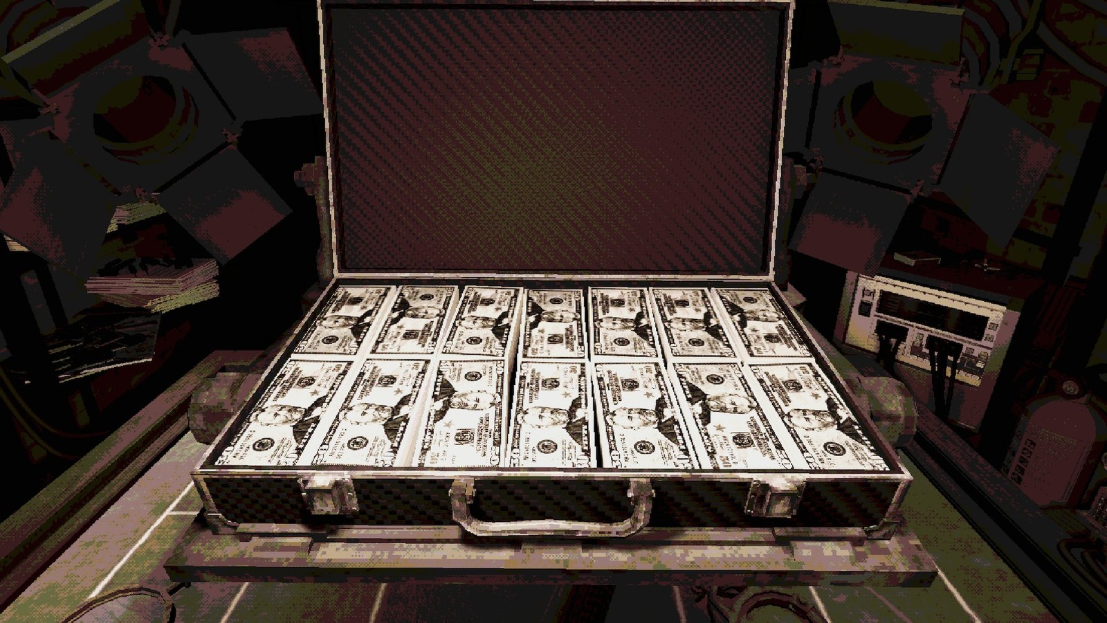 Money briefcase after winning the game