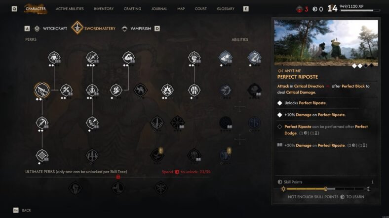 Best Sword Fighting Perks The Blood of Dawnwalker